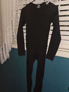 Black Long Sleeve Thermal One-Piece